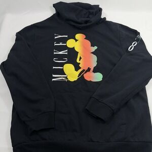 Disney Store Black Tie Dye Mickey‎ Mouse Pullover Sweatshirt Hoodie Size XL